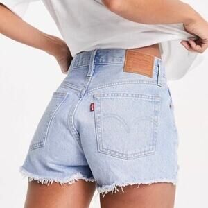 Levi's 501 Original Light Wash High-Rise Distressed Denim Shorts Women's W 24